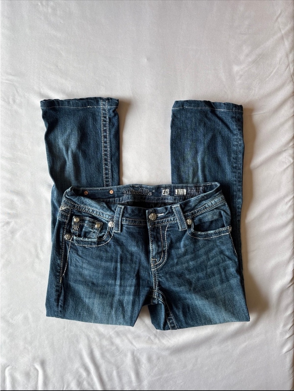 Miss Me Medium Blue Bootcut Jeans with Embellished Pocket - Picture 6 of 8